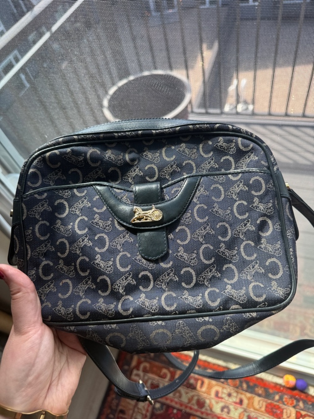 Celine navy monogram vintage crossbody
